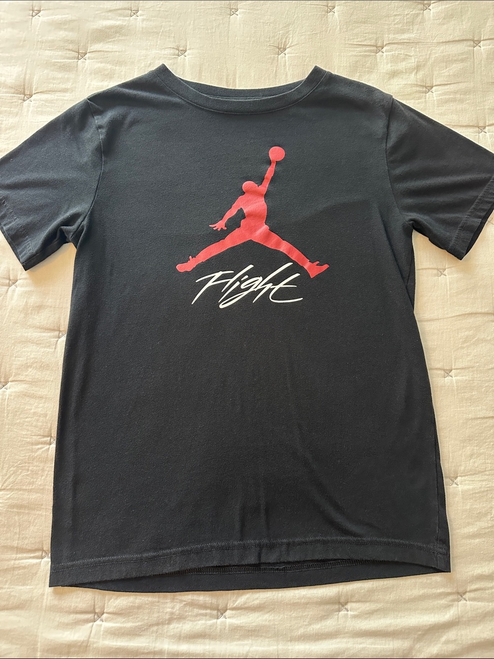 Jordan Black Short Sleeve Tee with Red Jumpman